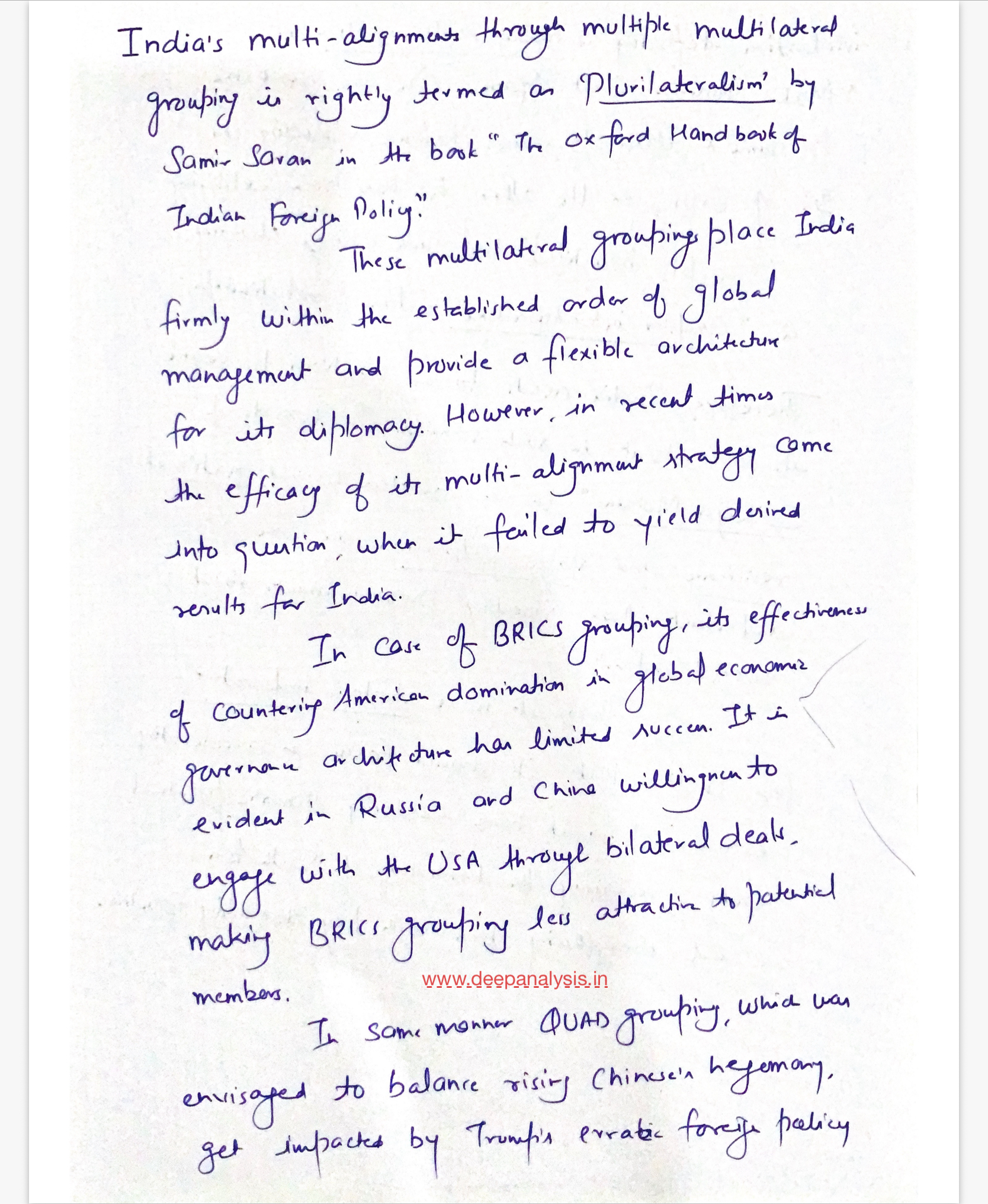 Psir daily answer writing and model answers