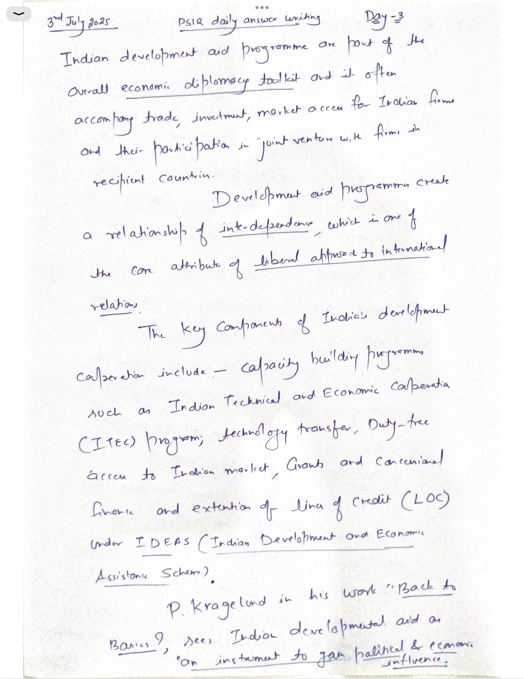 Psir daily answer writing and model answers